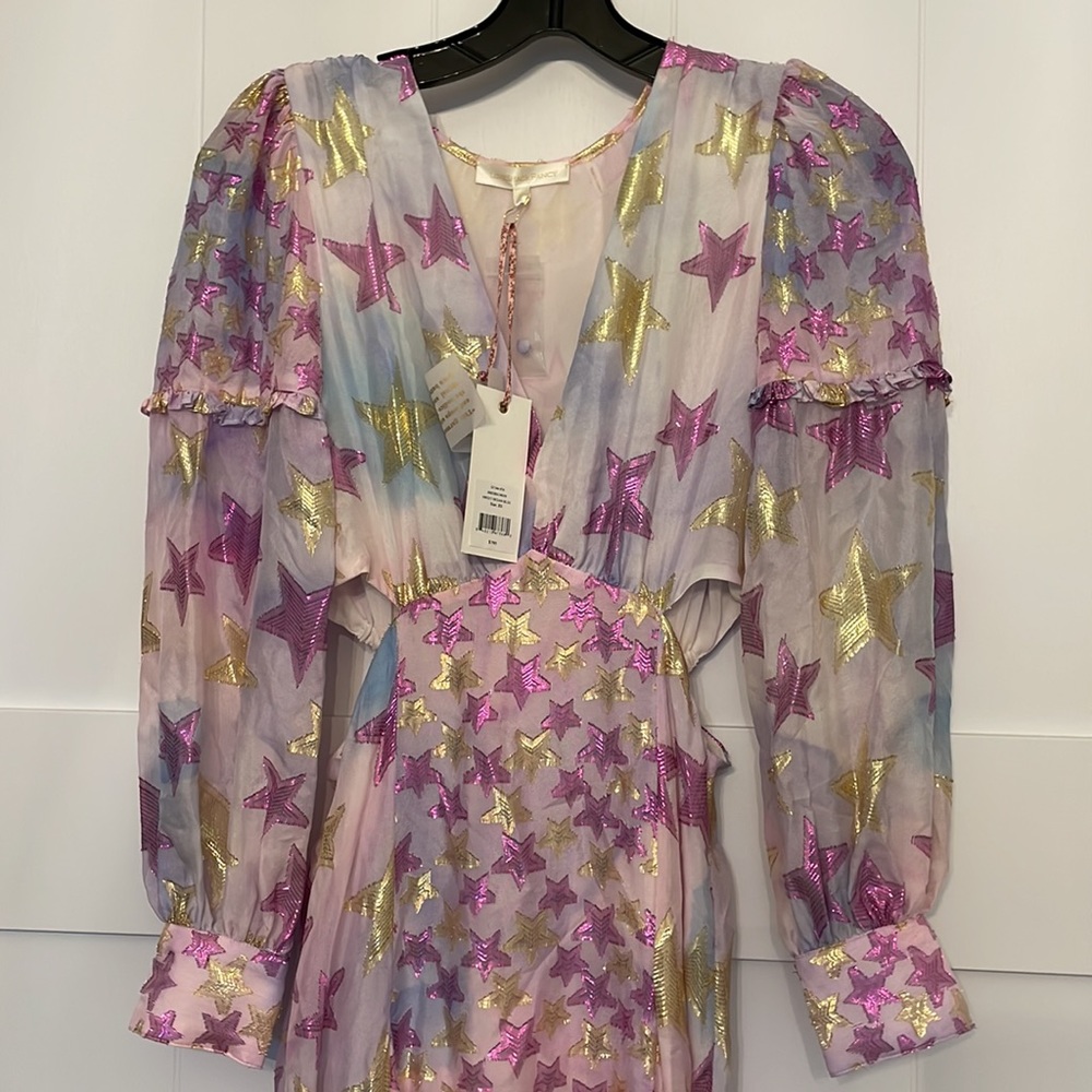 NWT LoveShackFancy Aneesha dress multi-sized lurex star print - Picture 6 of 12